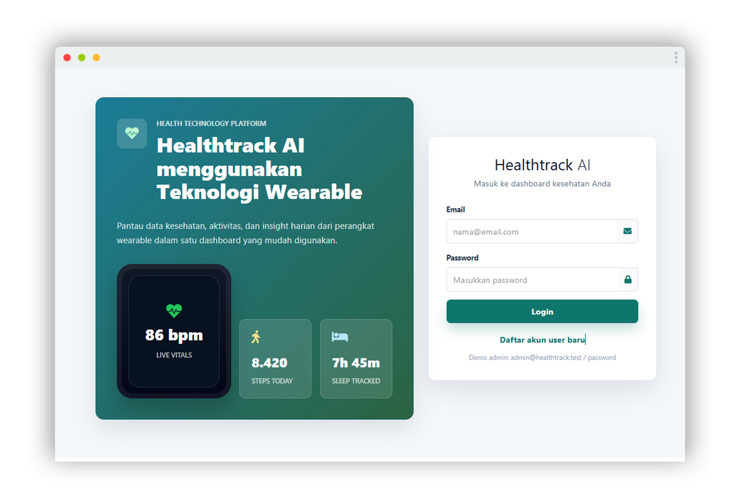 Healthtrack AI menggunakan Teknologi Wearable