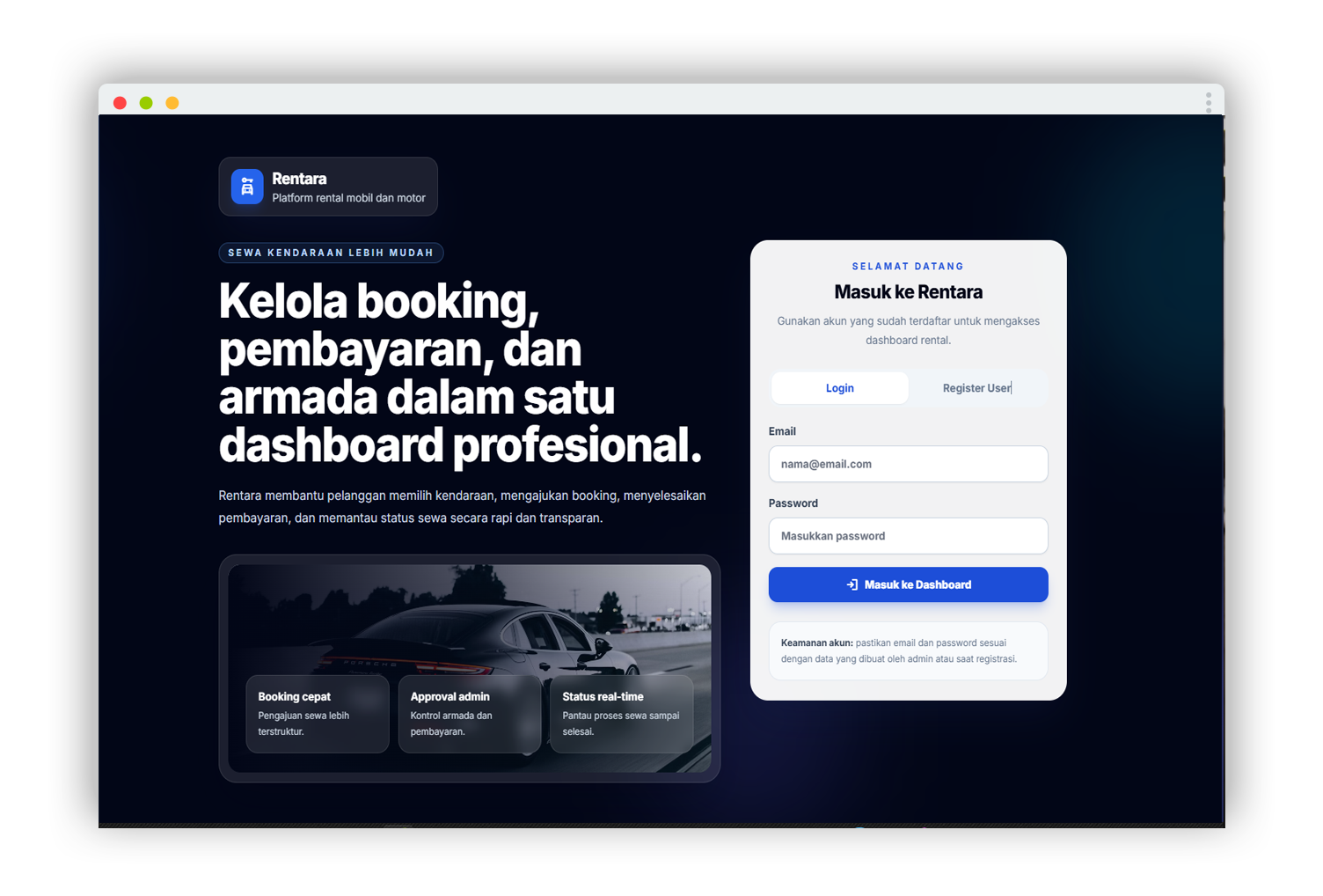 Rentara - Platform rental mobil dan motor